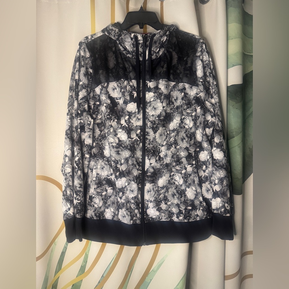 Floral Zip-Up Hoodie lightweight windbreaker